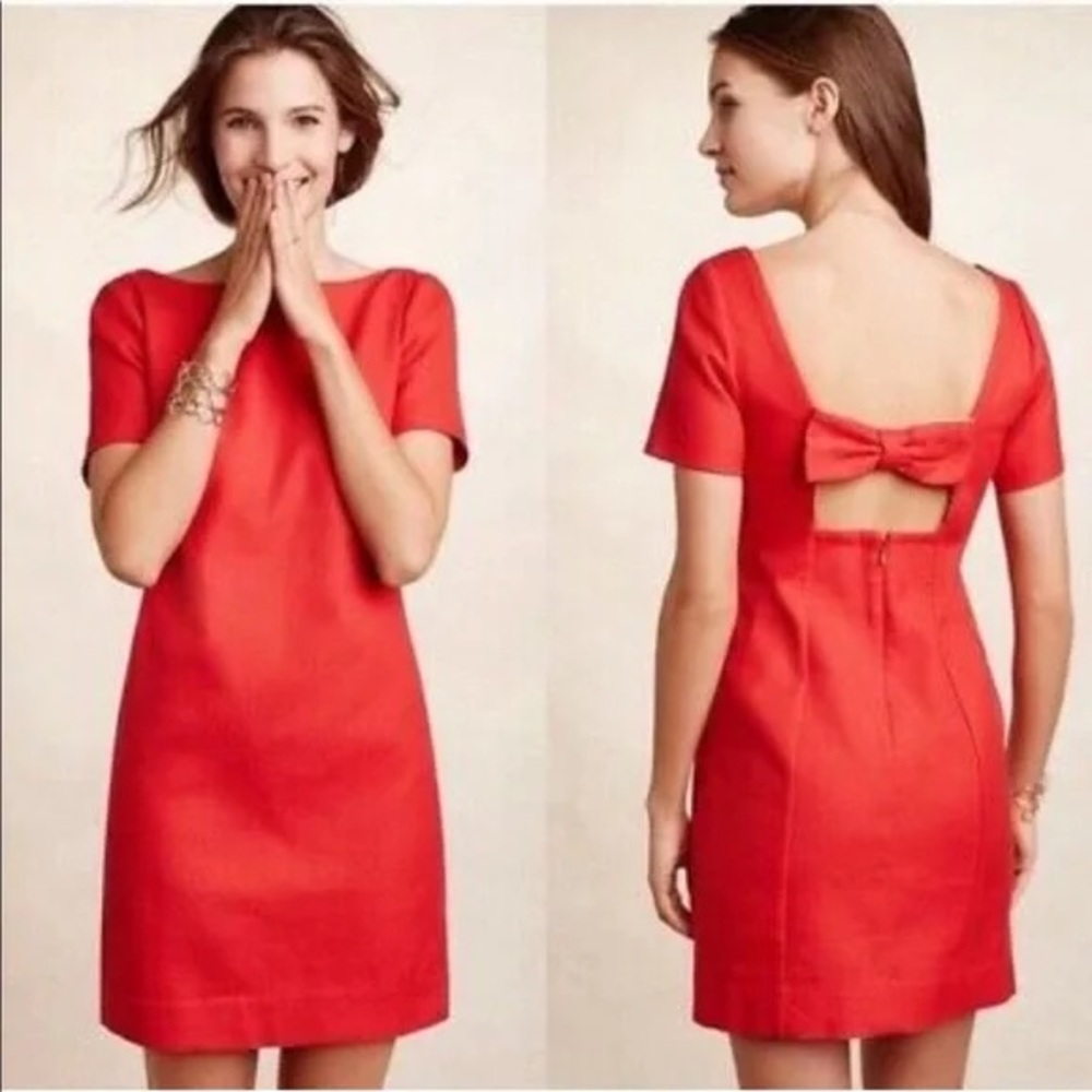 ANTHROPOLOGIE | MAEVE | red bow back shift dress